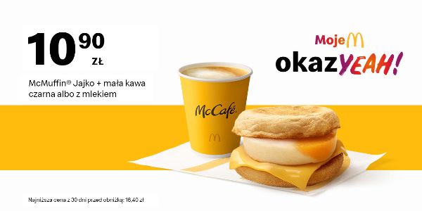 McDonald's: 10,90 zł McMuffin® Jajko + mała kawa 02.09.2024