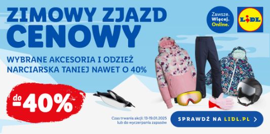 Lidl: ONLINE Do -40% na odzież i akcesoria narciarskie 13.01.2025