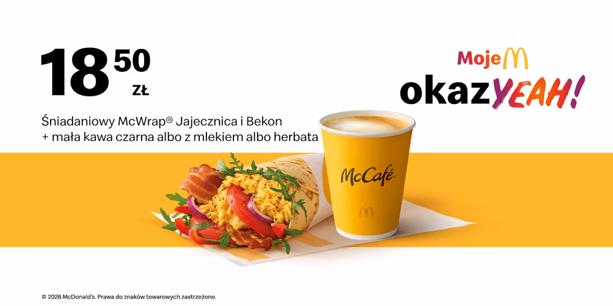 McDonald's: 18,50 zł Śniadaniowy McWrap® + mała kawa
