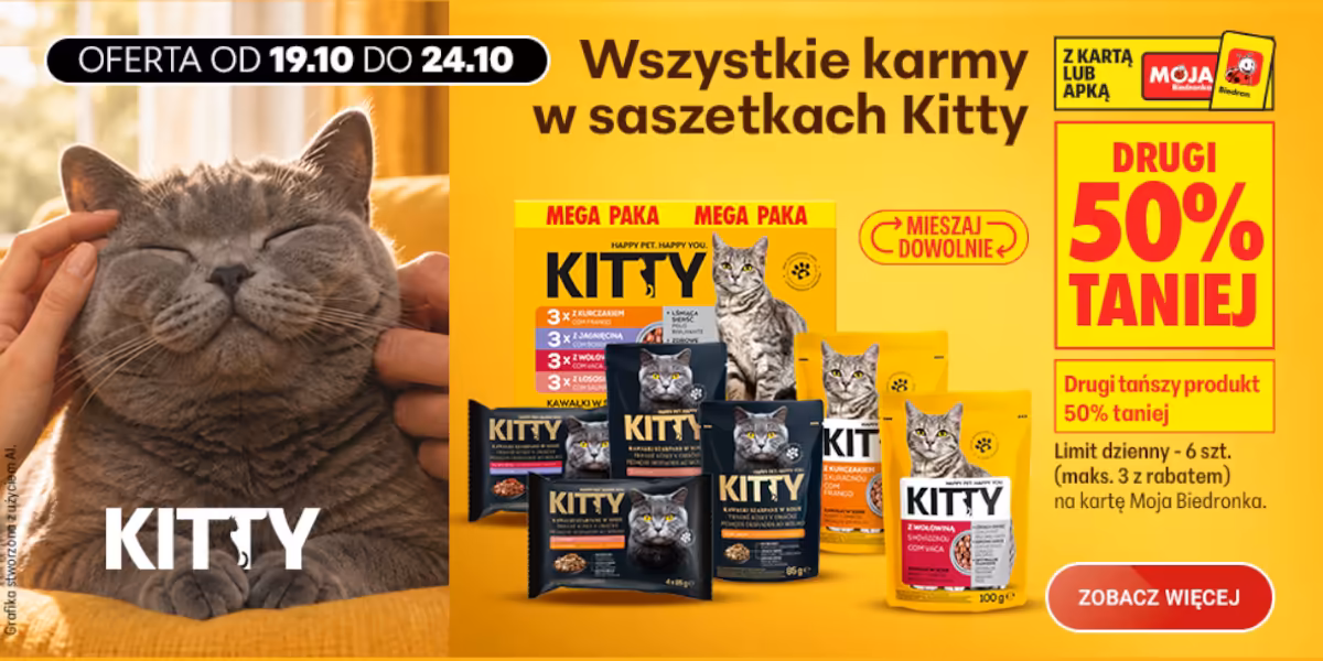 Biedronka: -50% na wszystkie karmy w saszetkach Kitty