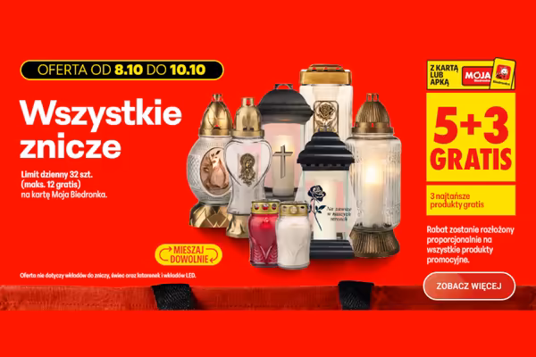 Biedronka: 5+3 GRATIS na wszystkie znicze