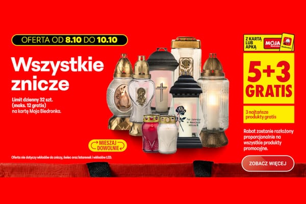Biedronka: 5+3 GRATIS na wszystkie znicze