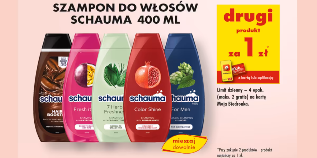 Biedronka: 1 zł za szampon do włosów Schauma - drugi produkt