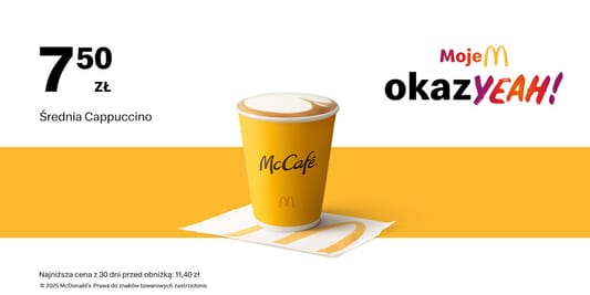 McDonald's: 7,50 zł za średnie Cappuccino 24.11.2025