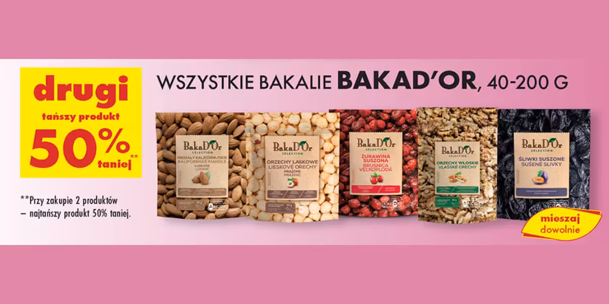 Biedronka: -50% na wszystkie bakalie BAKAD'OR