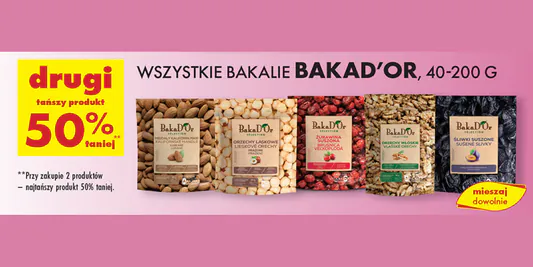 Biedronka: -50% na wszystkie bakalie BAKAD'OR 06.05.2025