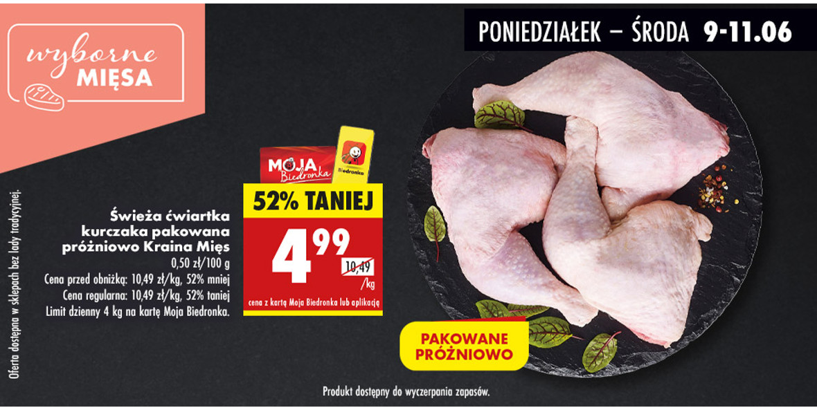 Biedronka: -52% na ćwiartki kurczaka 09.06.2025