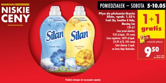 Biedronka: 1+1 GRATIS na płyn do płukania tkanin Silan 05.05.2025