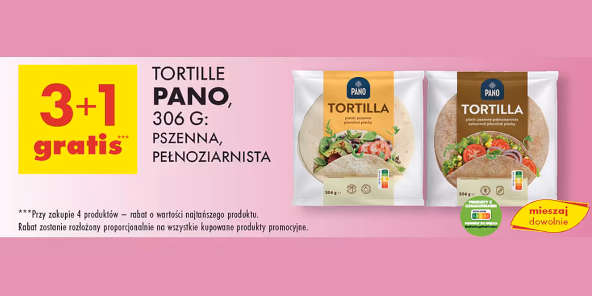 Biedronka: 3+1 GRATIS na tortille Pano