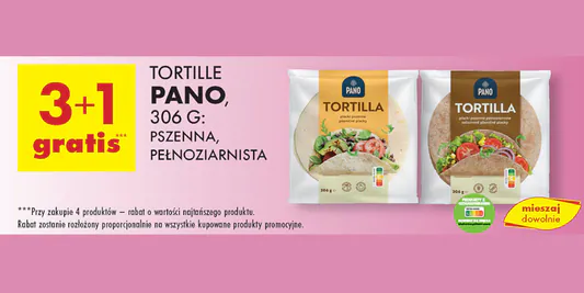 Biedronka: 3+1 GRATIS na tortille Pano 07.05.2025