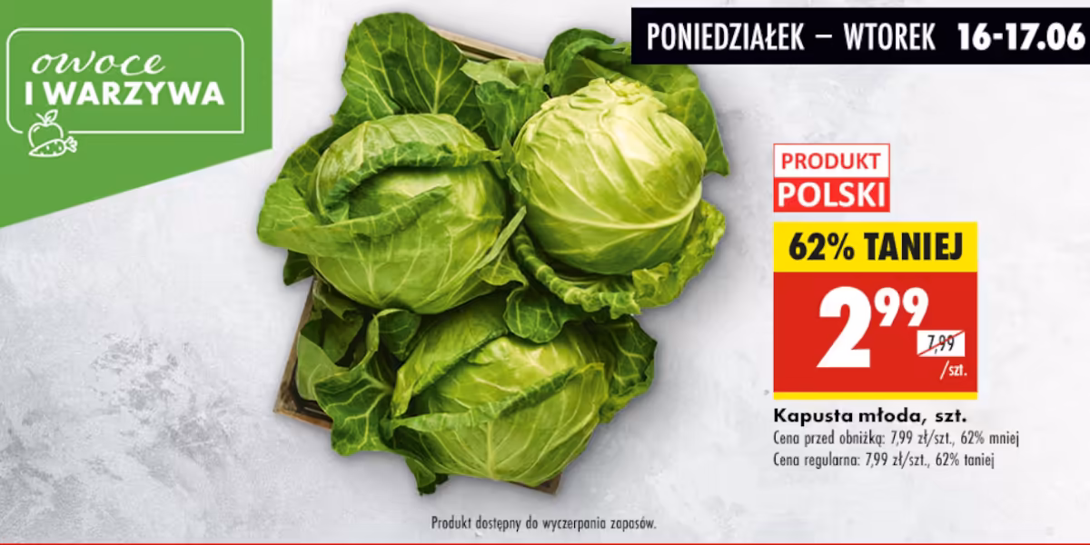 Biedronka: -62% na polską kapustę młodą