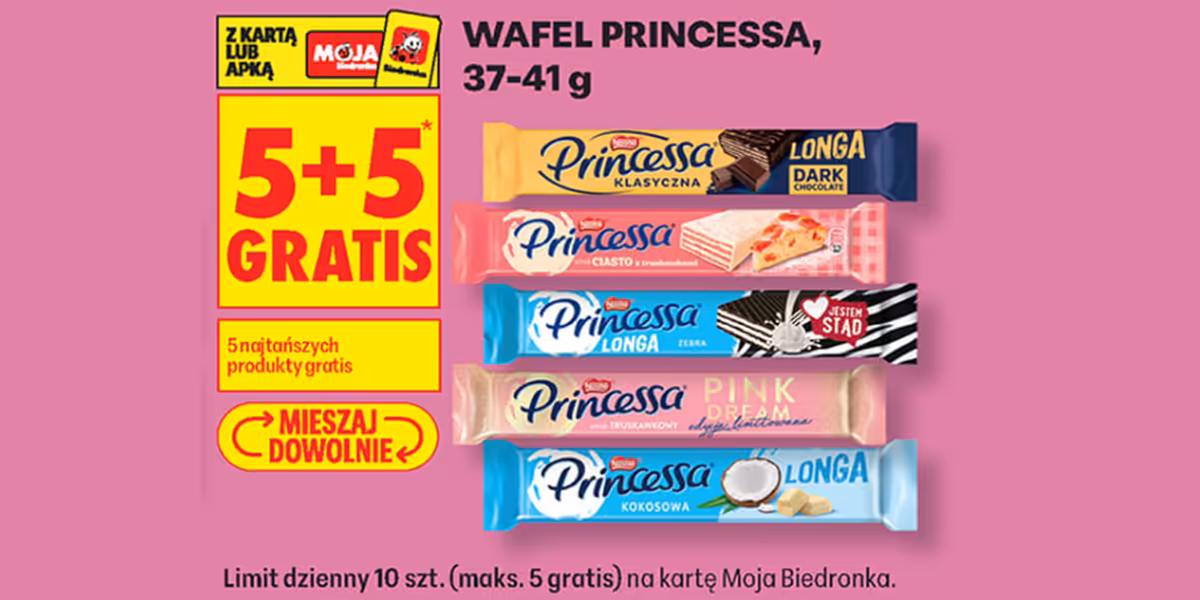 Biedronka: 5+5 GRATIS na wafel Princessa