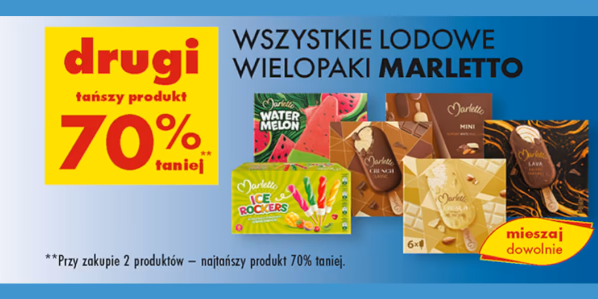 Biedronka: -70% na wszystkie lodowe wielopaki Marletto