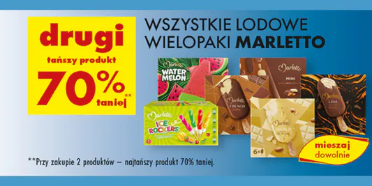 Biedronka: -70% na wszystkie lodowe wielopaki Marletto 20.05.2025