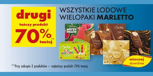 Biedronka: -70% na wszystkie lodowe wielopaki Marletto 20.05.2025