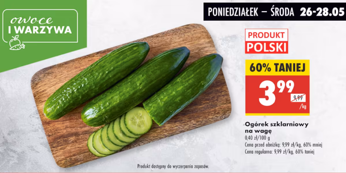 Biedronka: -60% na ogórki szklarniowe
