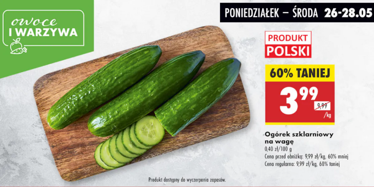 Biedronka: -60% na ogórki szklarniowe