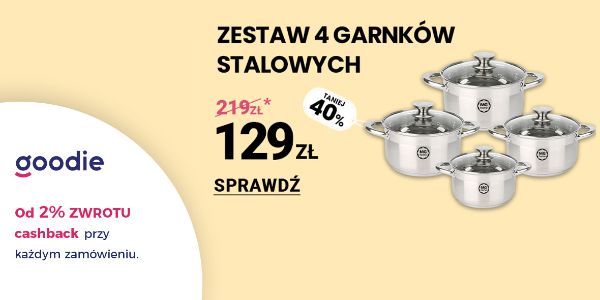 Biedronka Home: -40% na zestaw 4 garnków stalowych 09.09.2024