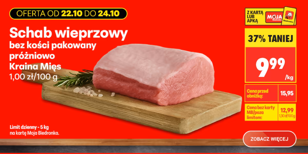 Biedronka: -37% na schab wieprzowy bez kości