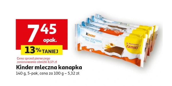 Auchan: -13% na Kinder mleczną kanapkę 05.09.2024