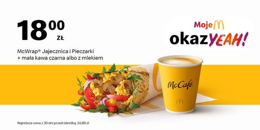 McDonald's: 18 zł Śniadaniowy McWrap® + mała kawa 09.06.2025
