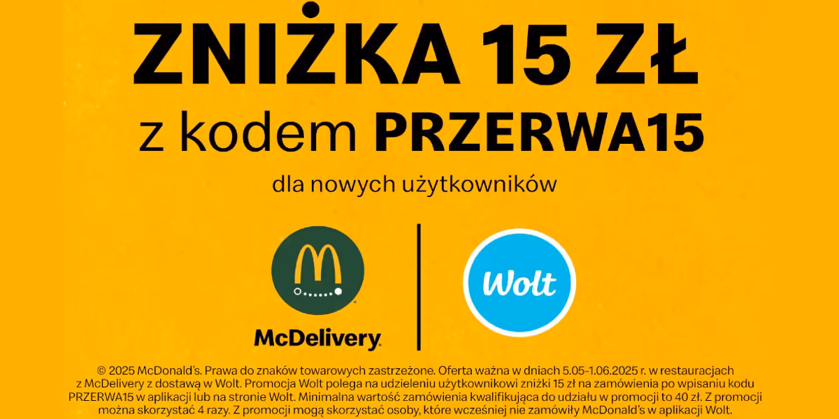 Wolt: KOD rabatowy -15 zł na Twoje pierwsze zamówienie