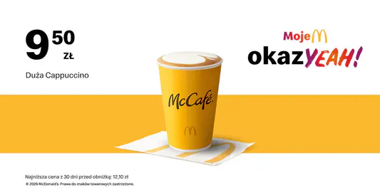 McDonald's: 9,50 zł za duże Cappuccino 13.04.2026
