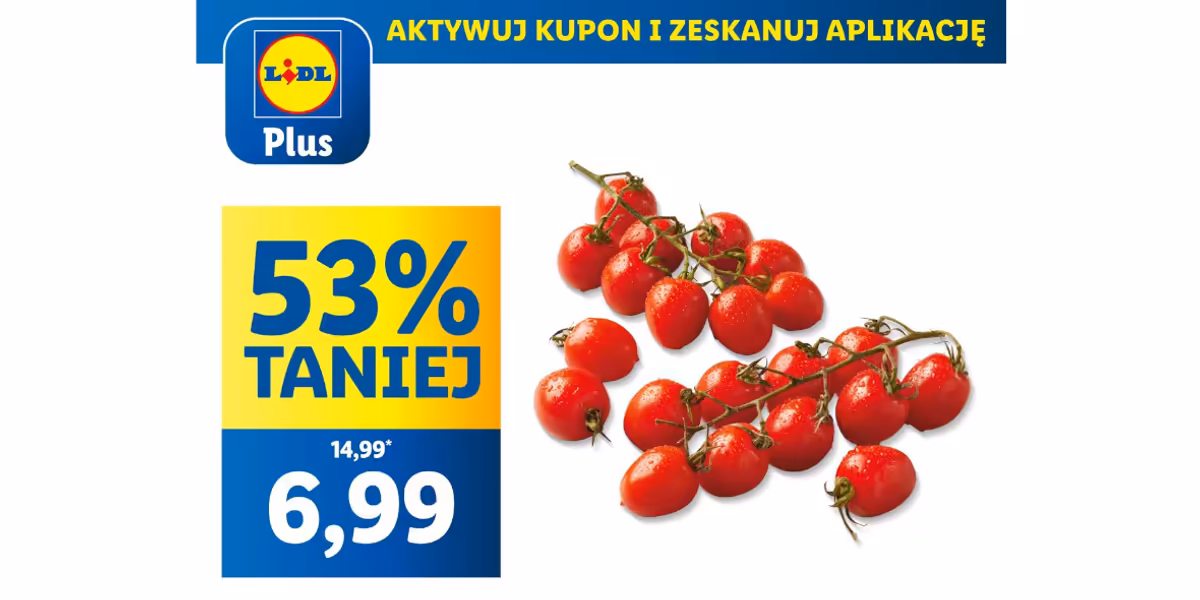 Lidl: KUPON -53% na pomidory koktajlowe kiściowe