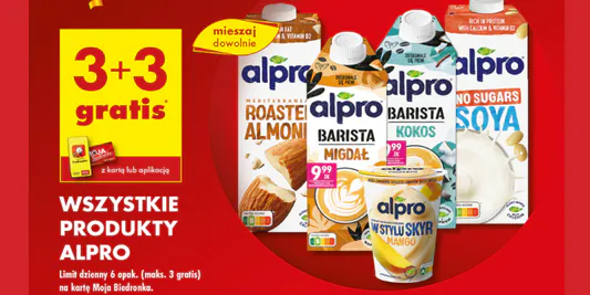 Biedronka: 3+3 GRATIS na wszystkie produkty Alpro 12.05.2025