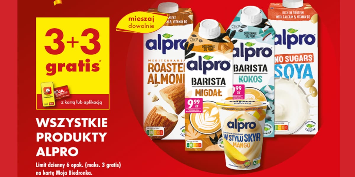 Biedronka: 3+3 GRATIS na wszystkie produkty Alpro