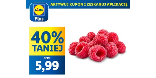 Lidl: KUPON -40% na maliny 30.04.2025