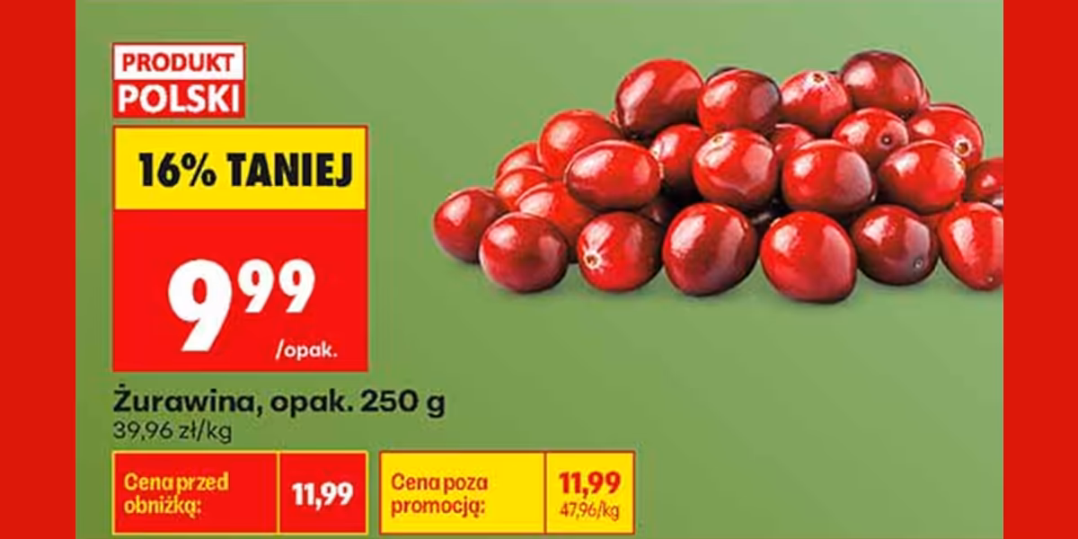 Biedronka: -16% na żurawinę