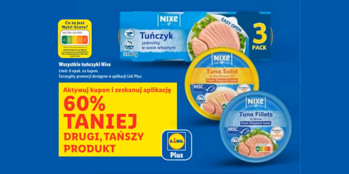 Lidl: KUPON -60% na wszystkie tuńczyki Nixe