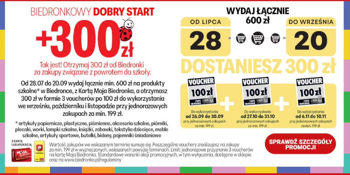 Biedronka: +300 zł na Biedronkowy DOBRY START