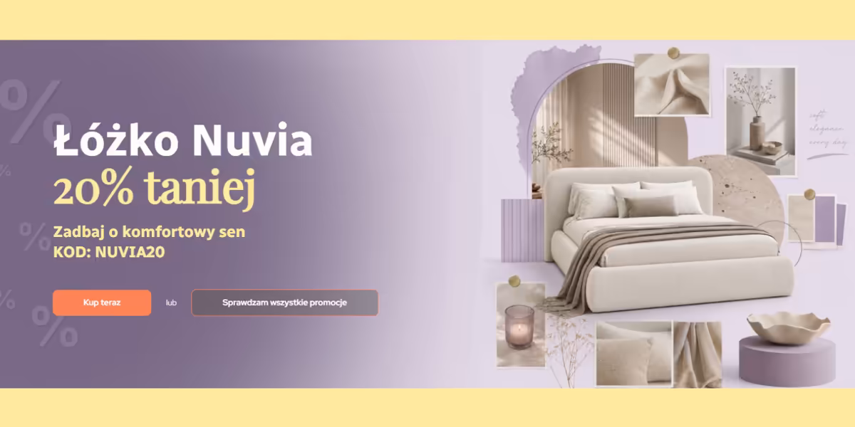 Król Materacy: KOD rabatowy Łóżko miesiąca Nuvia 20% TANIEJ