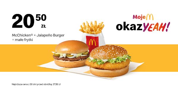 McDonald's: 20,50 zł McChicken® + Jalapeno Burger + Małe frytki 16.09.2024