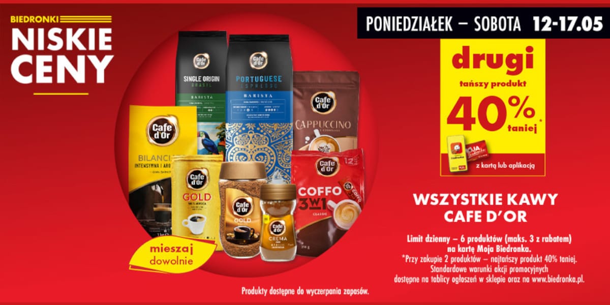 Biedronka: -40% na wszystkie kawy Cafe D'Or