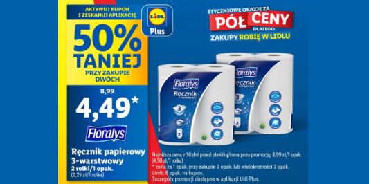 Lidl: KUPON -50% na ręcznik papierowy Floralys 13.01.2025