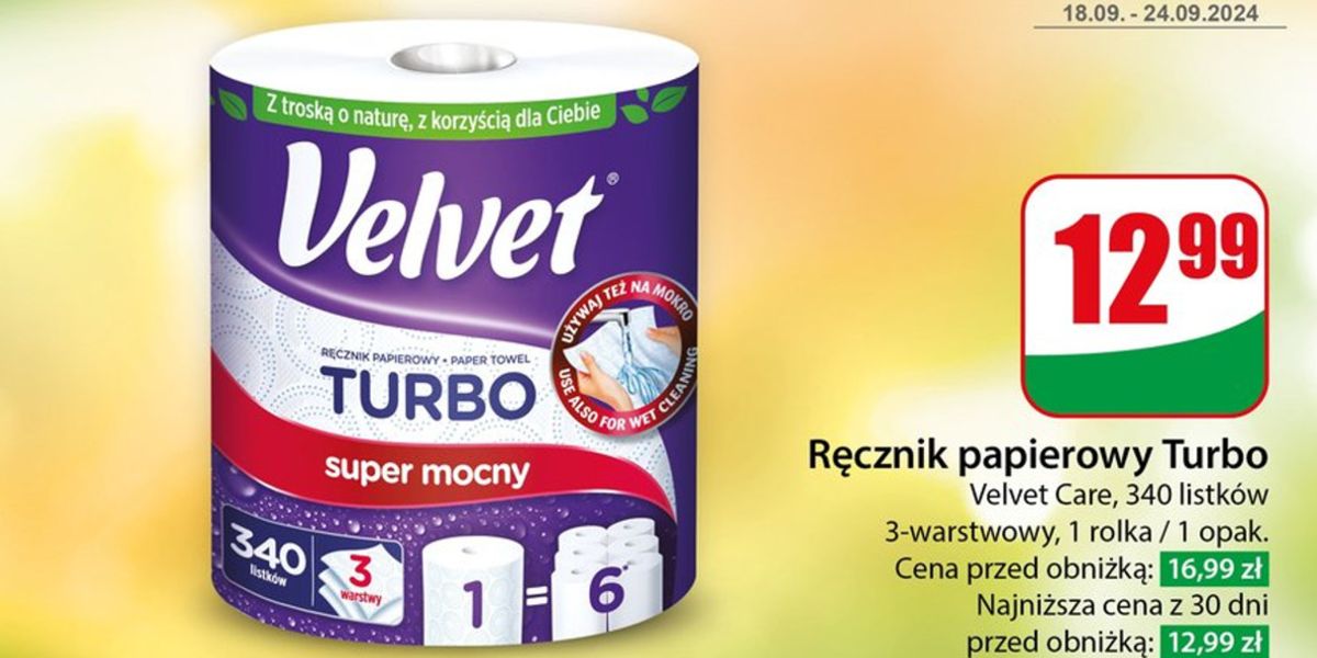 Dino: 12,99 zł za ręcznik papierowy Velvet Turbo