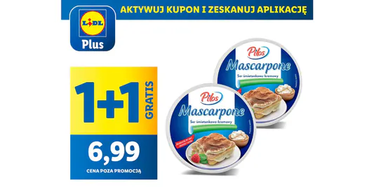 Lidl: KUPON 1+1 GRATIS na serek mascarpone 23.05.2025