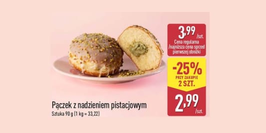 Aldi: -25% na pączka z nadzieniem pistacjowym 11.02.2026