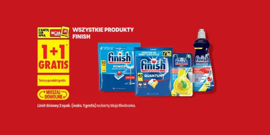 Biedronka: 1+1 GRATIS na wszystkie produkty Finish 02.10.2026