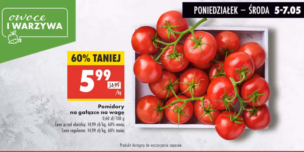 Biedronka: -60% na pomidory na gałązce