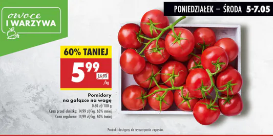 Biedronka: -60% na pomidory na gałązce 05.05.2025
