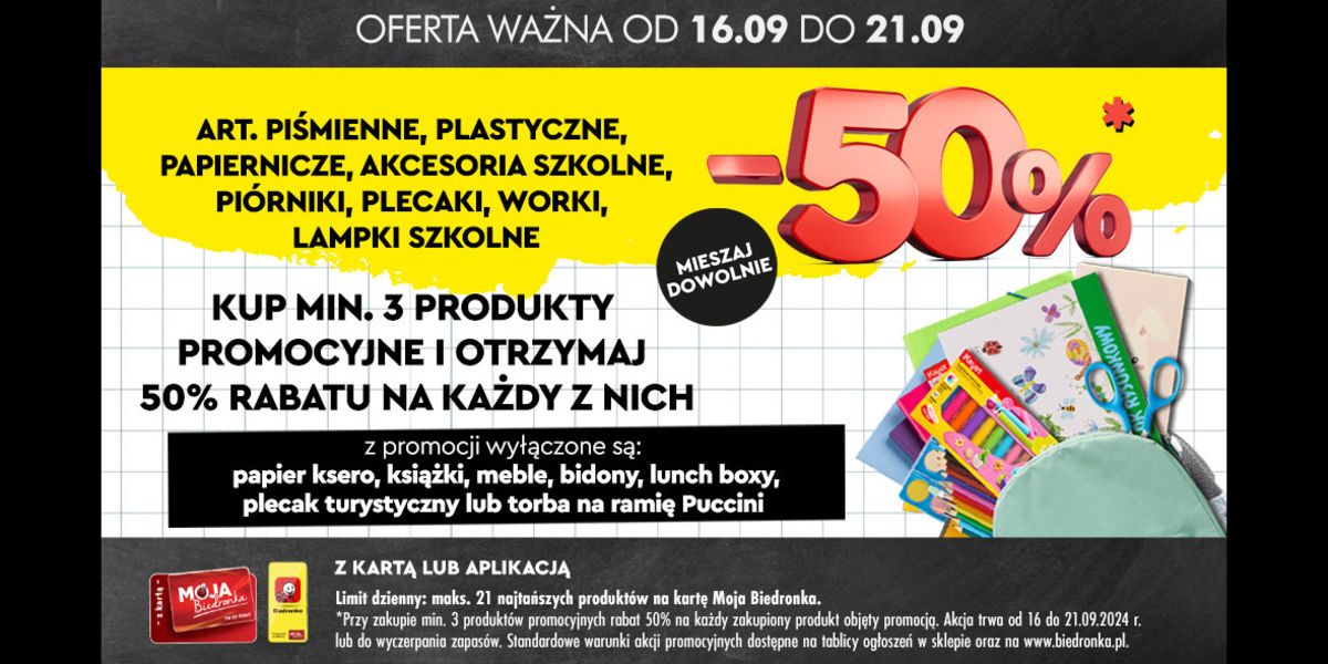 Biedronka: -50% na art. piśmienne, plastyczne i wiele więcej