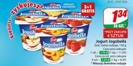 Dino: 3+1 GRATIS na jogurty Jogobella 24.07.2024