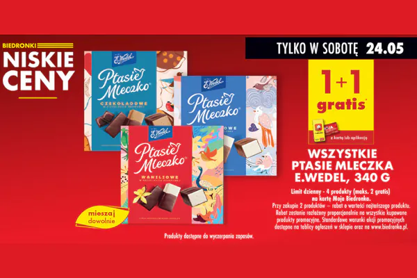 : 1+1 GRATIS na Ptasie Mleczko E. Wedel