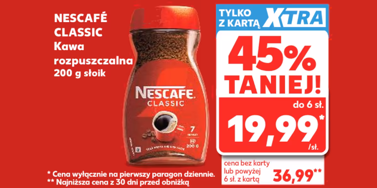 Kaufland: -45% na kawę rozpuszczalną NESCAFÉ CLASSIC