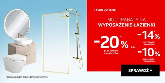 Komfort: Do -20% na wyposażenie łazienki 07.05.2025