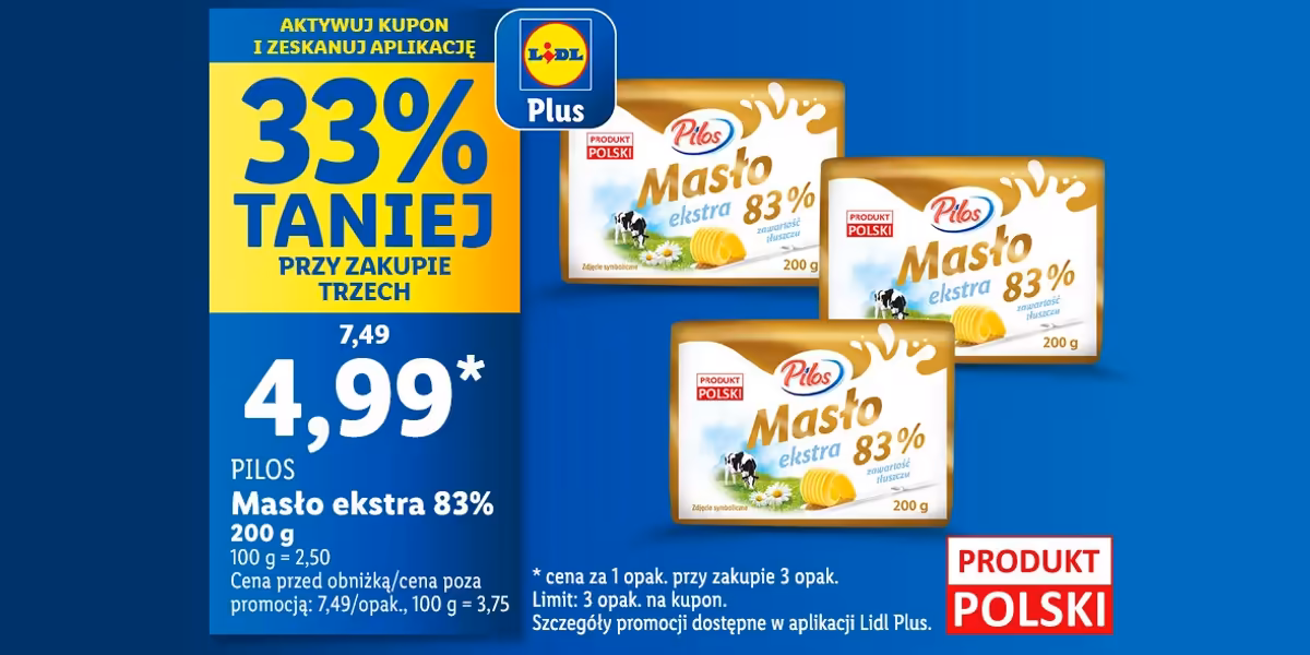 Lidl: KUPON -33% na masło ekstra